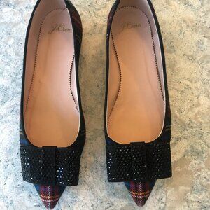 J Crew Women's Tartan and crystal ballet flat size 8